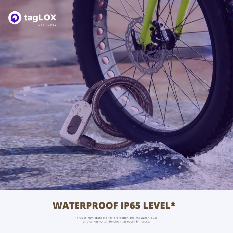 tagLOX Alagidi Stainless Steel Cable Anti-Theft Smart Bike Bicycle USB Fingerprint Lock Quick Unlock Waterproof 